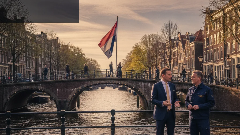 Opening an online casino in the Netherlands, Dutch flag over Amsterdam