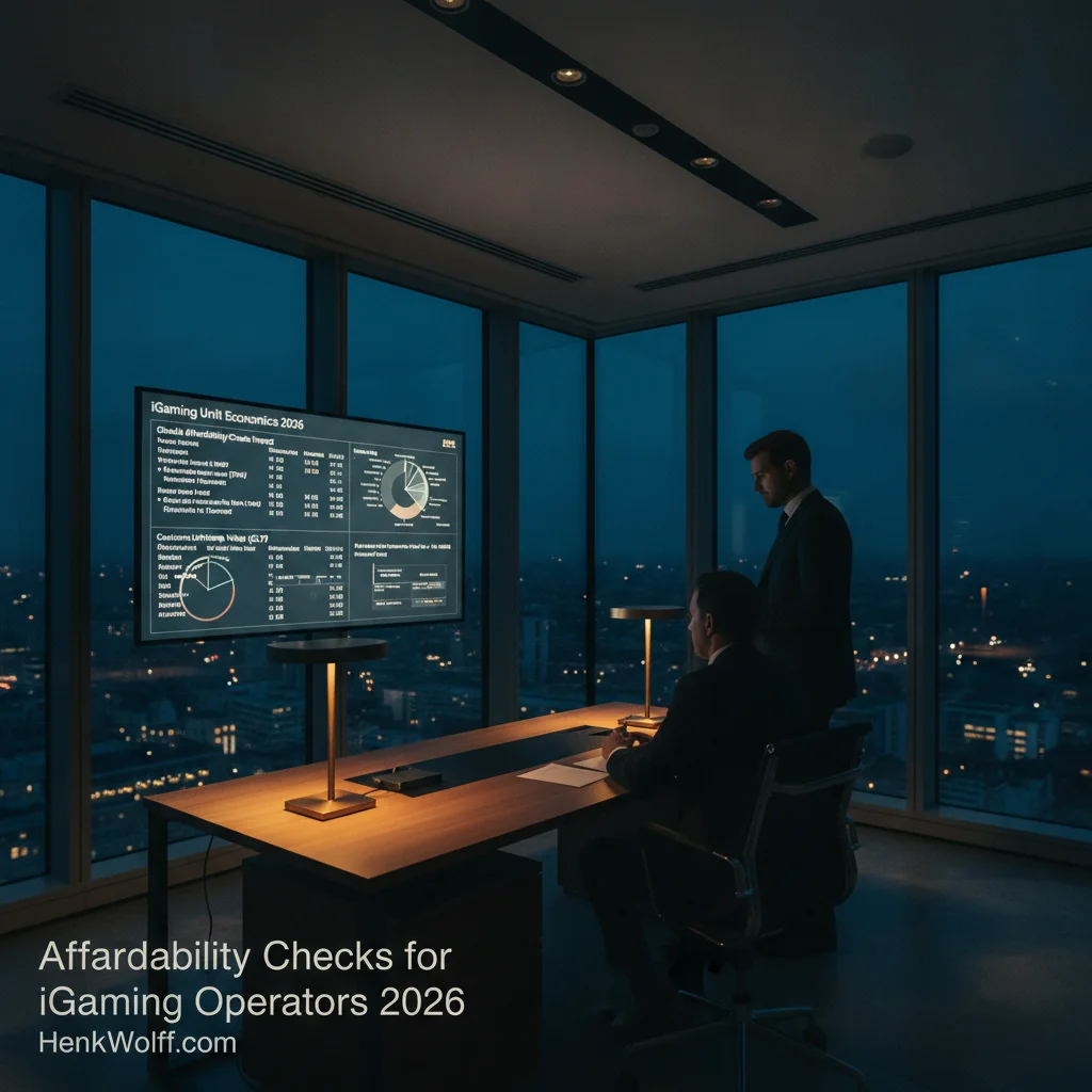 Executive office at twilight, figures reviewing financial data, city skyline