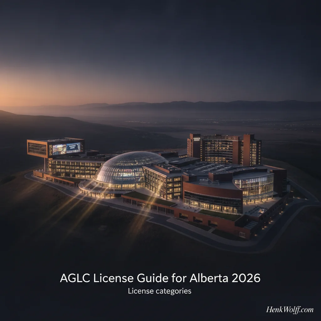 Grand modern casino-resort complex on an Alberta hillside at twilight