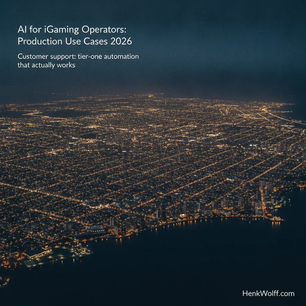 Vast coastal city at blue hour, illuminated by golden lights, symbolizing global automated customer support.