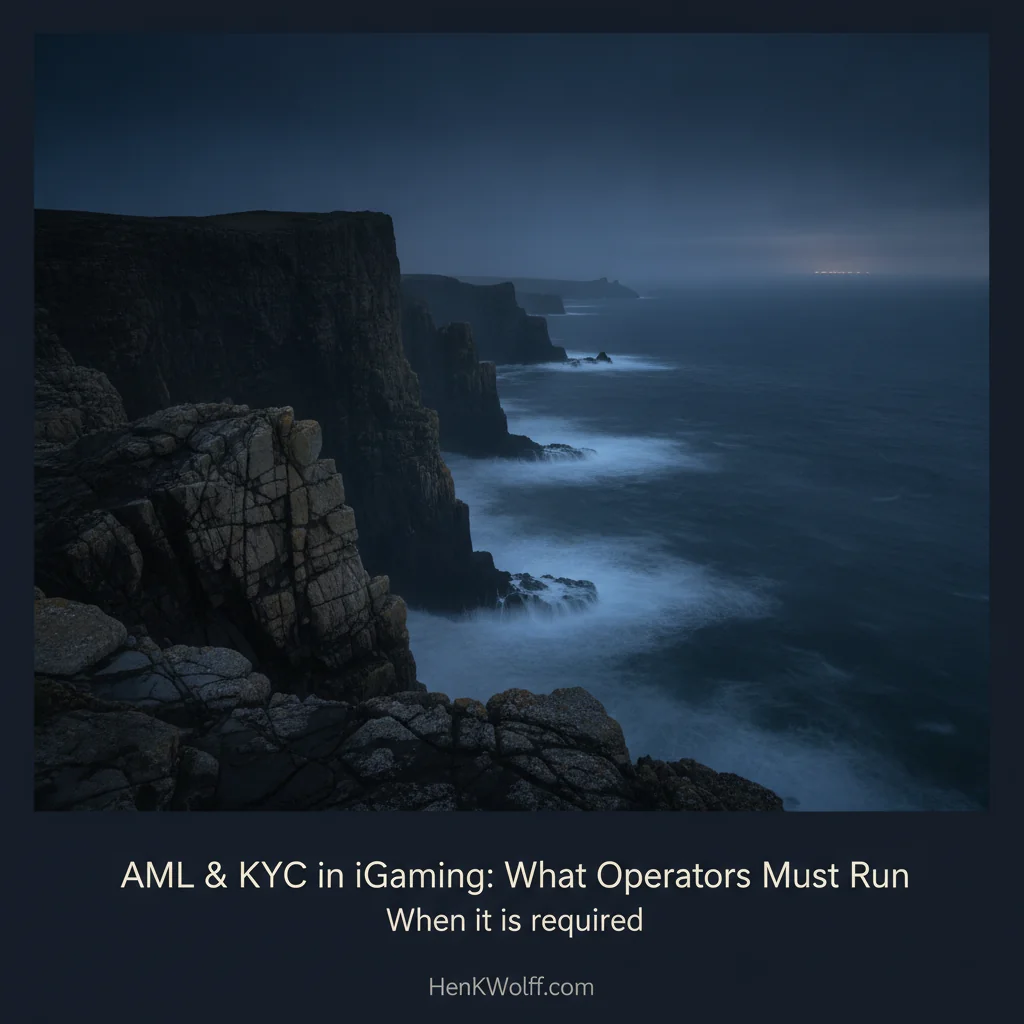 Rugged cliff coastline meeting the ocean at blue hour, symbolizing global iGaming regulatory boundaries.