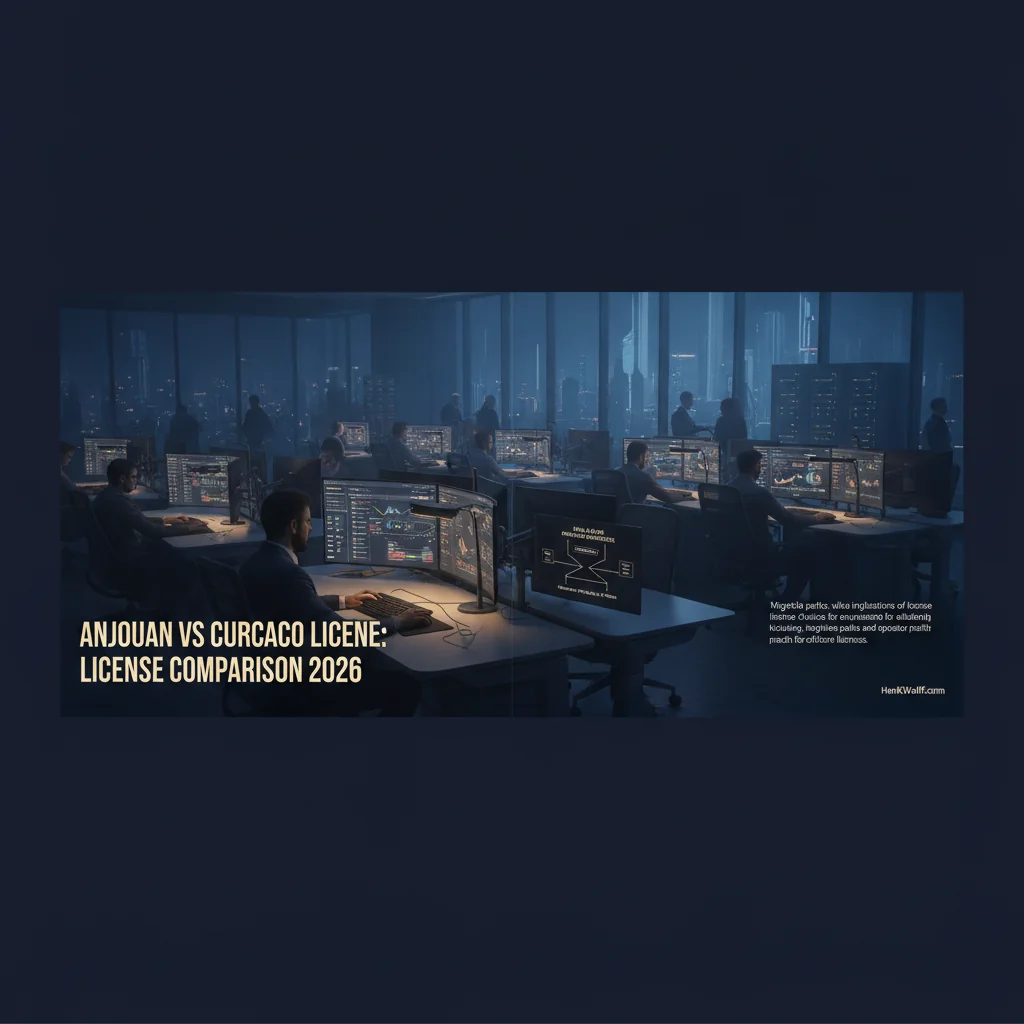 Modern iGaming operations center with screens showing regulatory data at twilight
