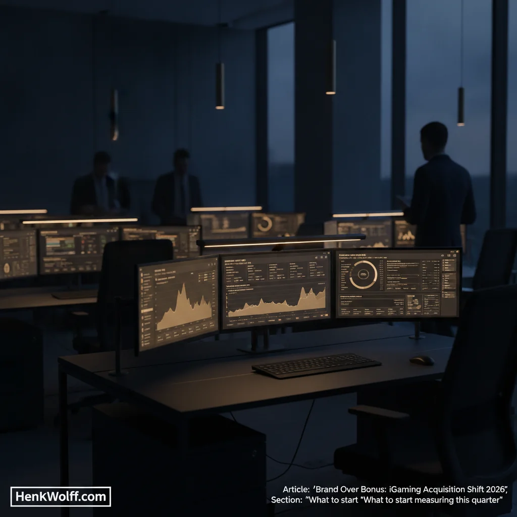 Modern iGaming operations centre with screens displaying brand performance data.