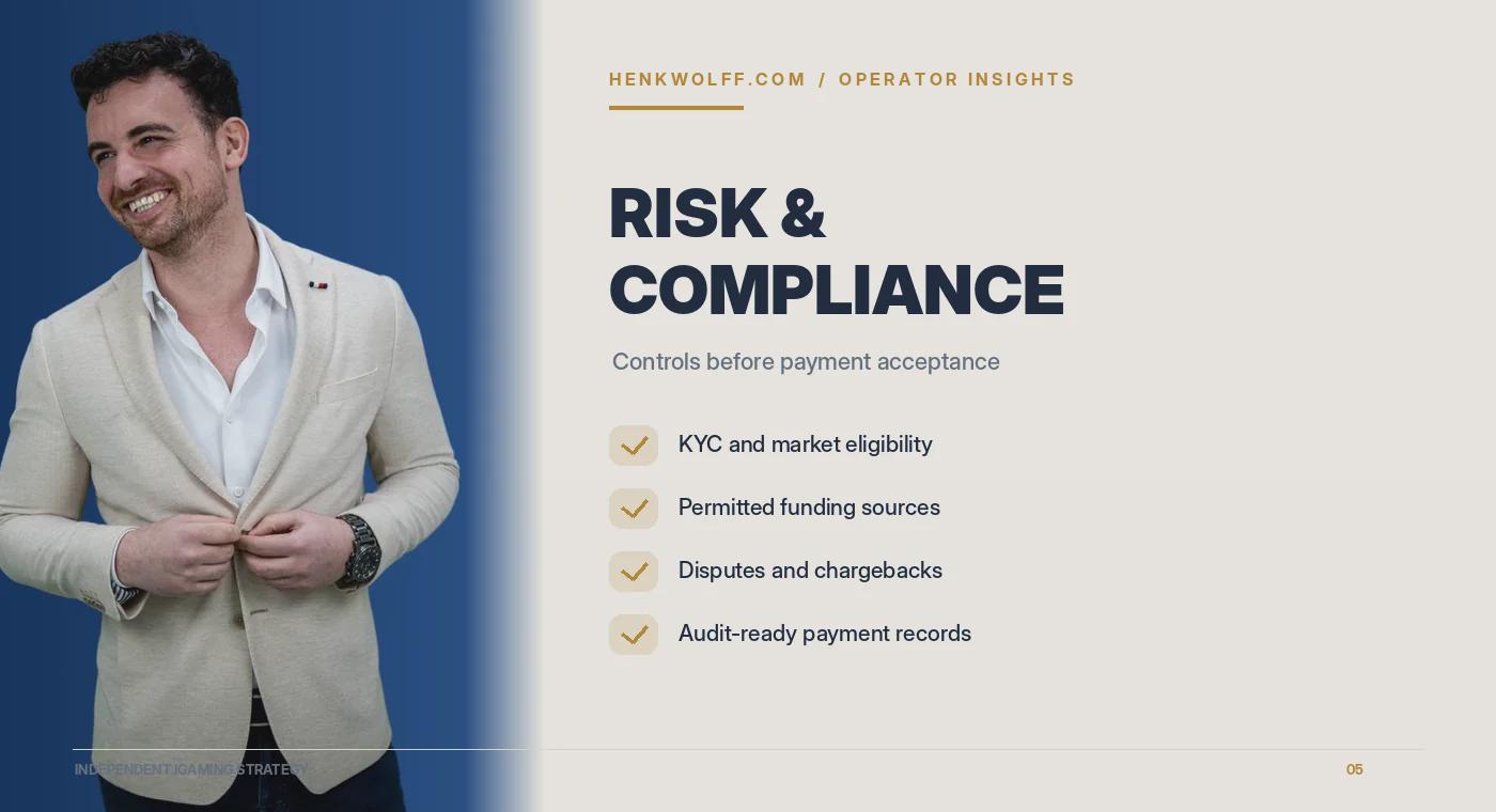 Henk Wolff reviewing casino payment risk, identity controls and transaction monitoring