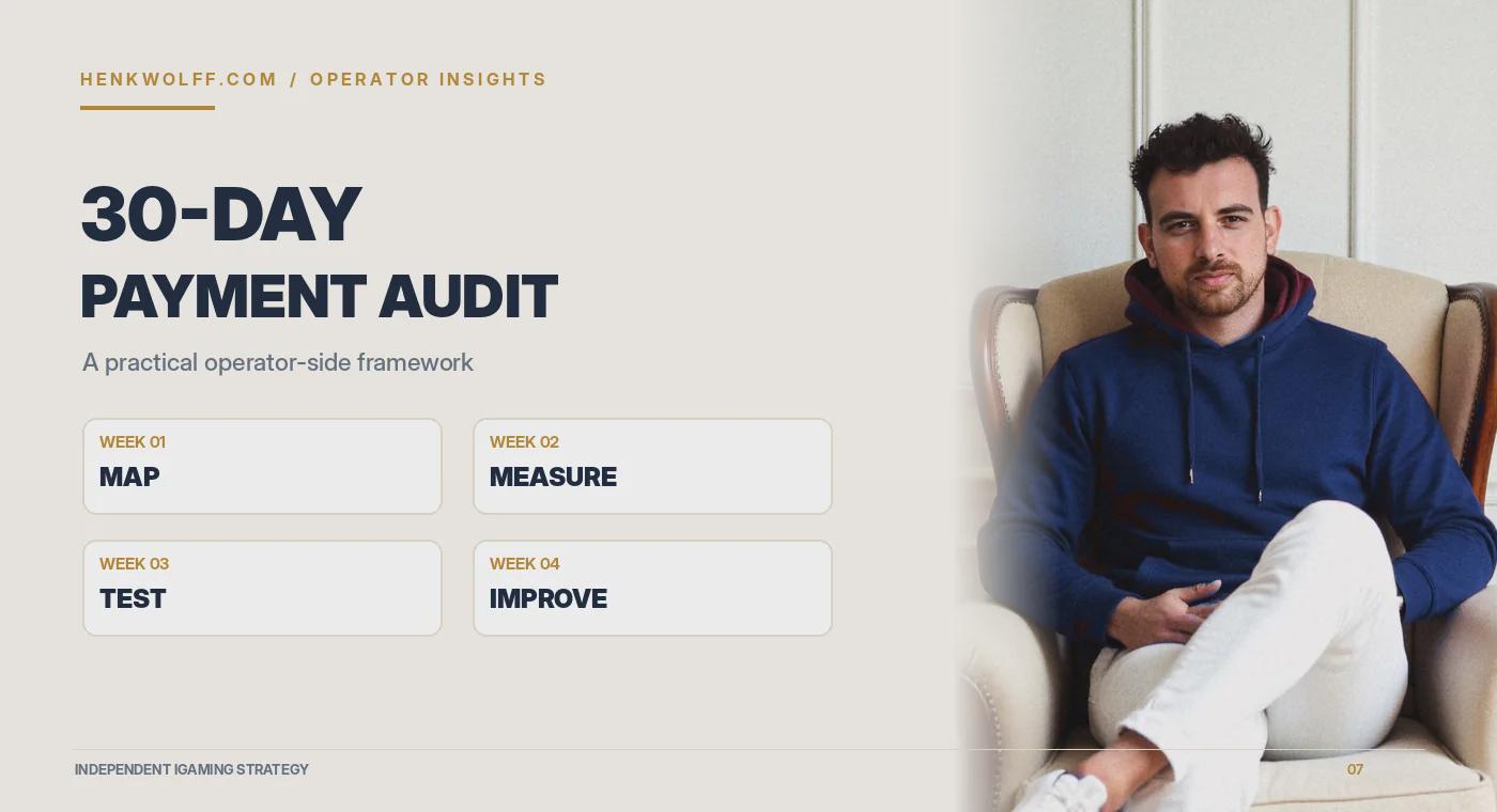 Four-week casino payment audit plan: map, measure, test and improve