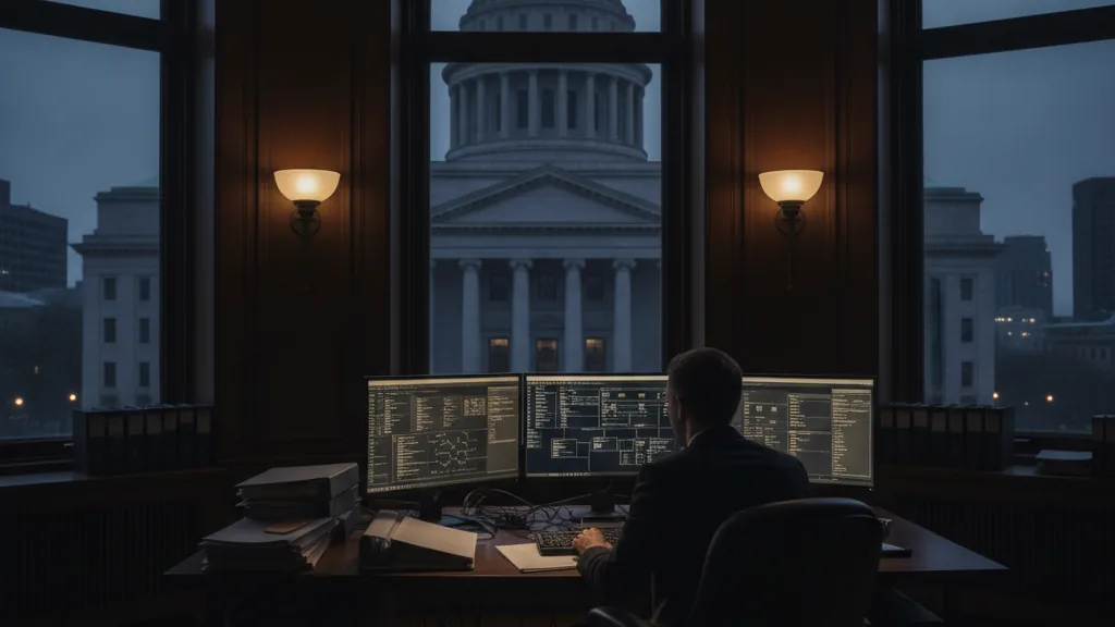 Compliance review room representing AML and monitoring - KYC posture: configurable, not absent