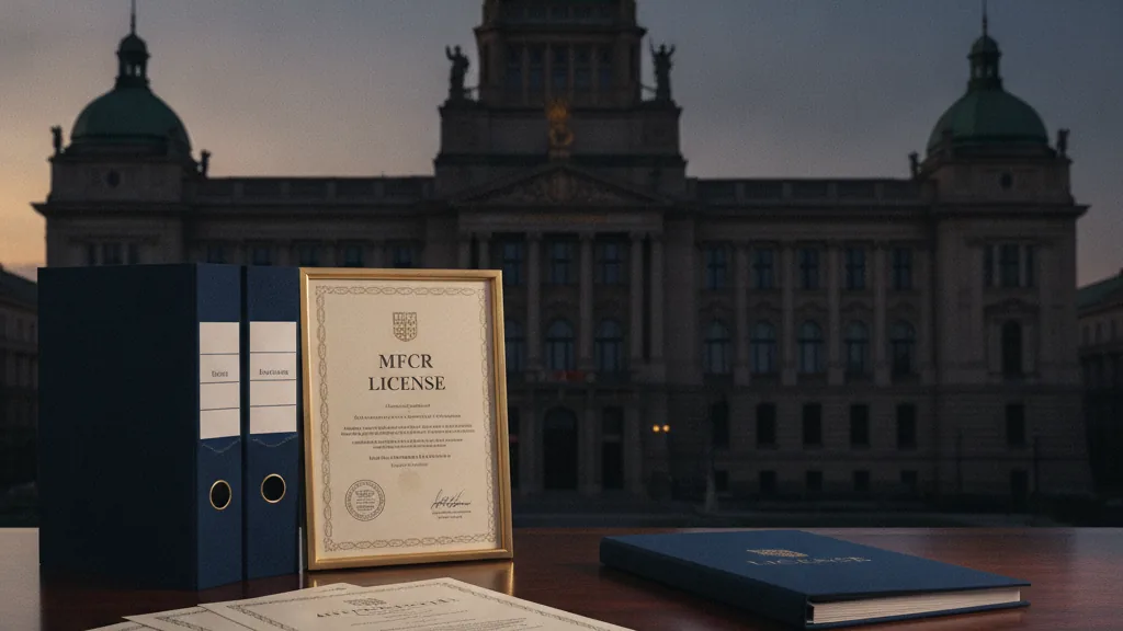 Licence categories represented by embossed certificates on a dark desk - Licence categories under MFCR