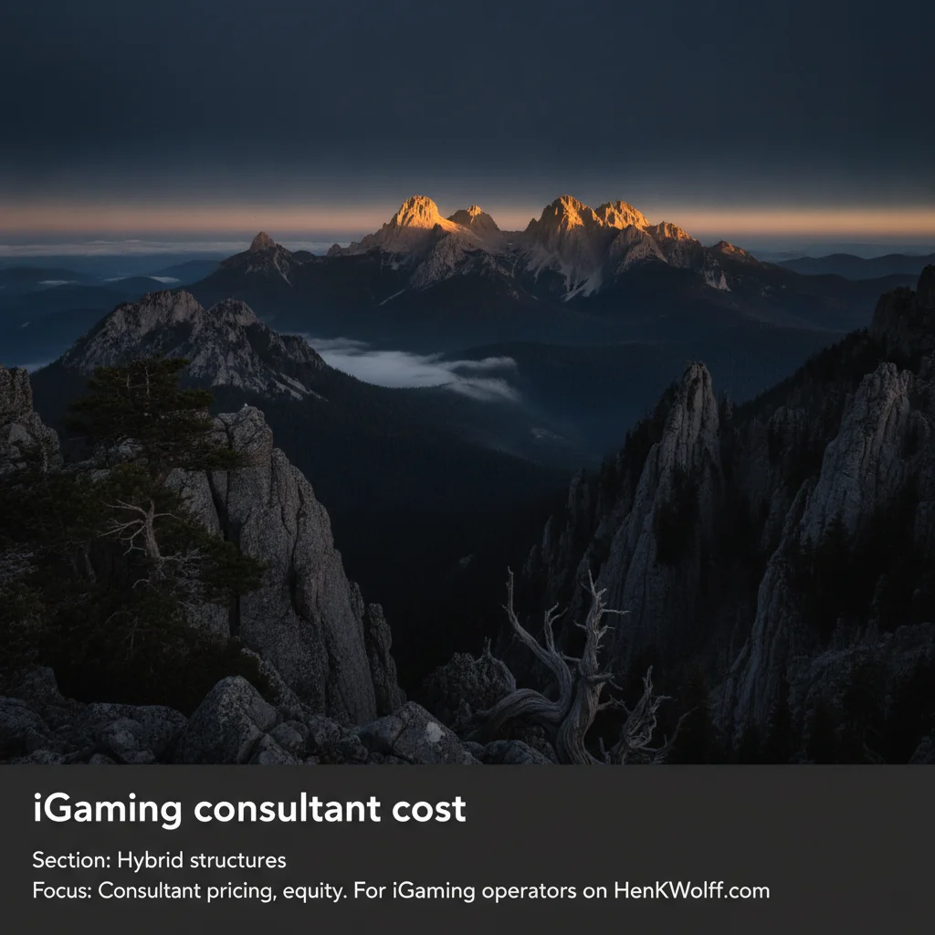 Mountain range at twilight with deep navy sky and golden light on peaks.