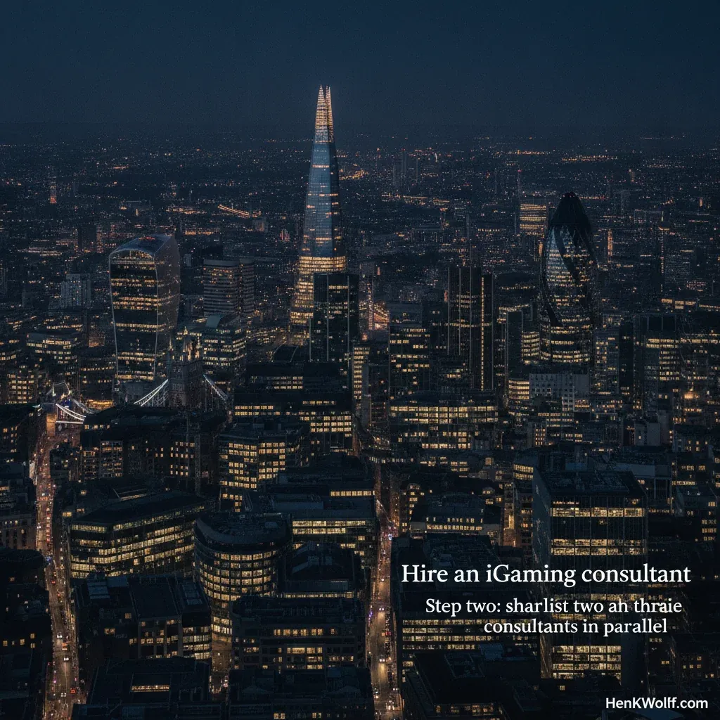 London financial district cityscape at blue hour with lit skyscrapers and warm city lights.