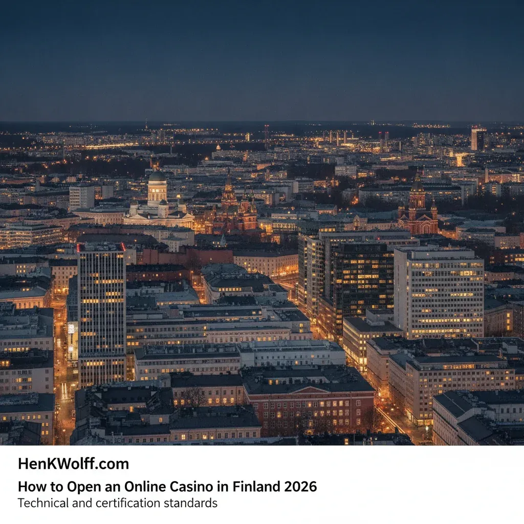 Helsinki city skyline at dusk with deep navy sky and warm golden city lights.