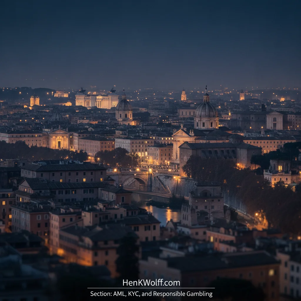 Panoramic view over Rome's iconic skyline at twilight.
