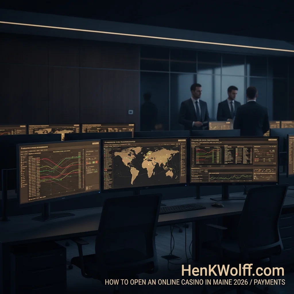 iGaming operations center with screens displaying payment transaction and fraud data.