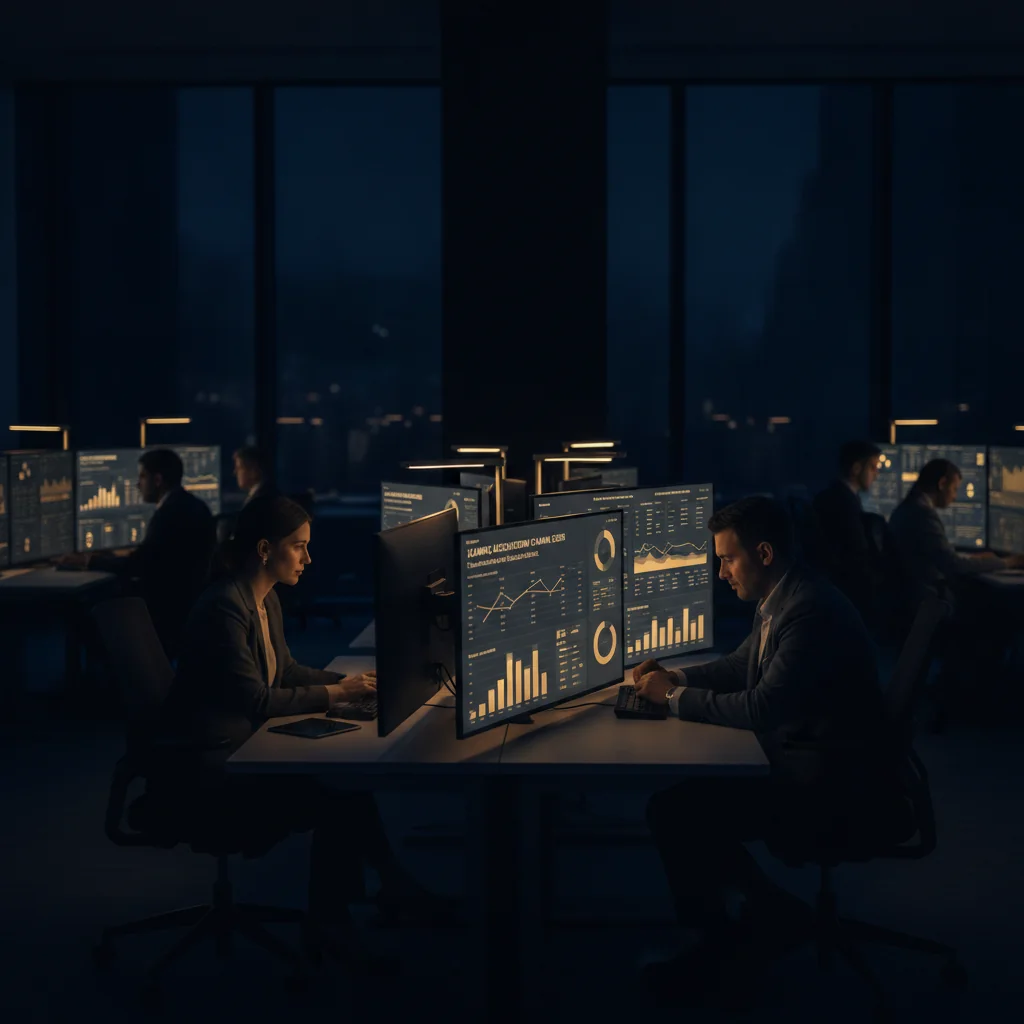 iGaming operations center with data screens showing acquisition channel metrics