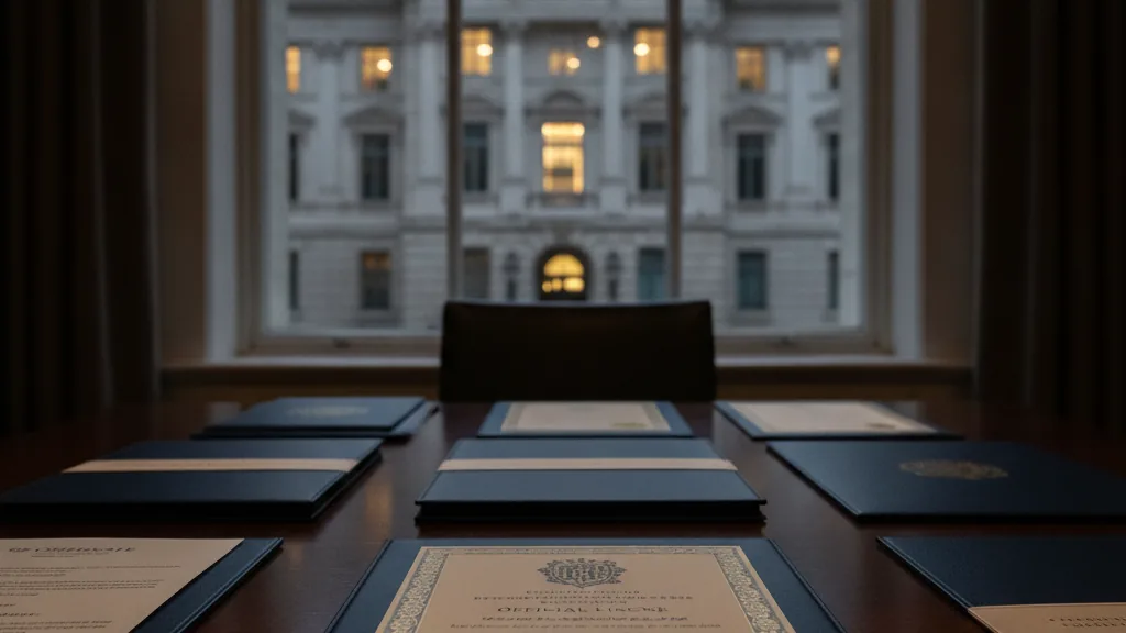 Licence categories represented by embossed certificates on a dark desk - The major APM categories