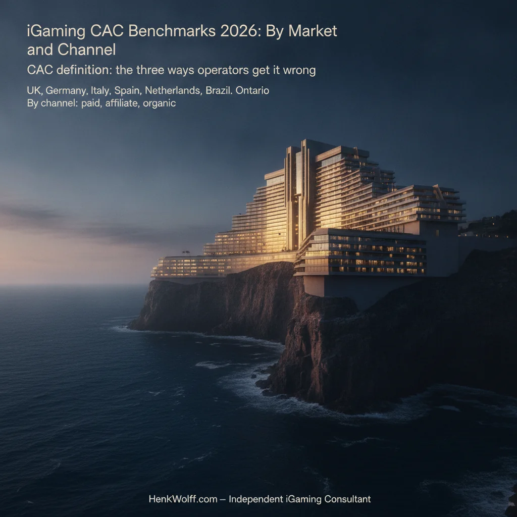 Casino-resort building on a coastal cliff at twilight, symbolizing iGaming operator investments.