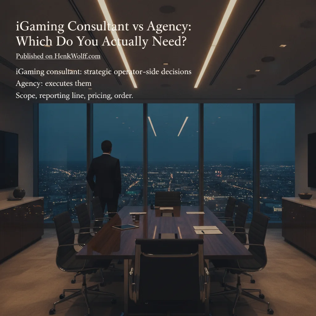 Modern boardroom overlooking a city skyline at twilight, with an executive figure deep in thought about strategic fin...