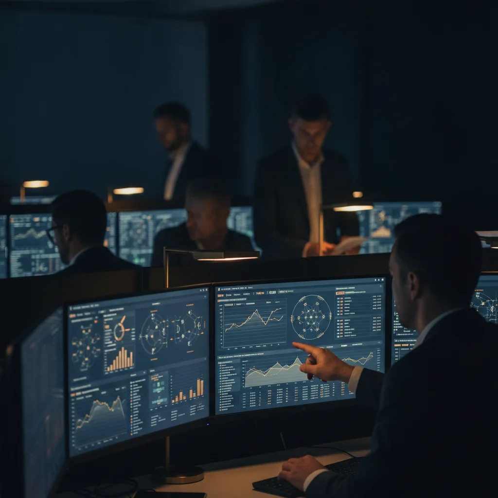 Modern iGaming operations centre with screens displaying data and professional figures