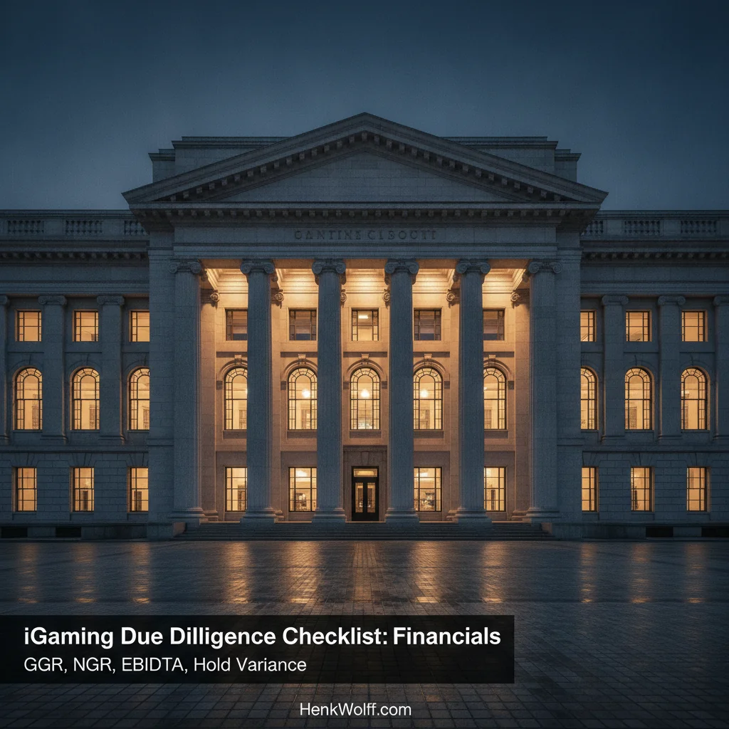 Neoclassical government financial regulator building exterior at blue hour with glowing windows