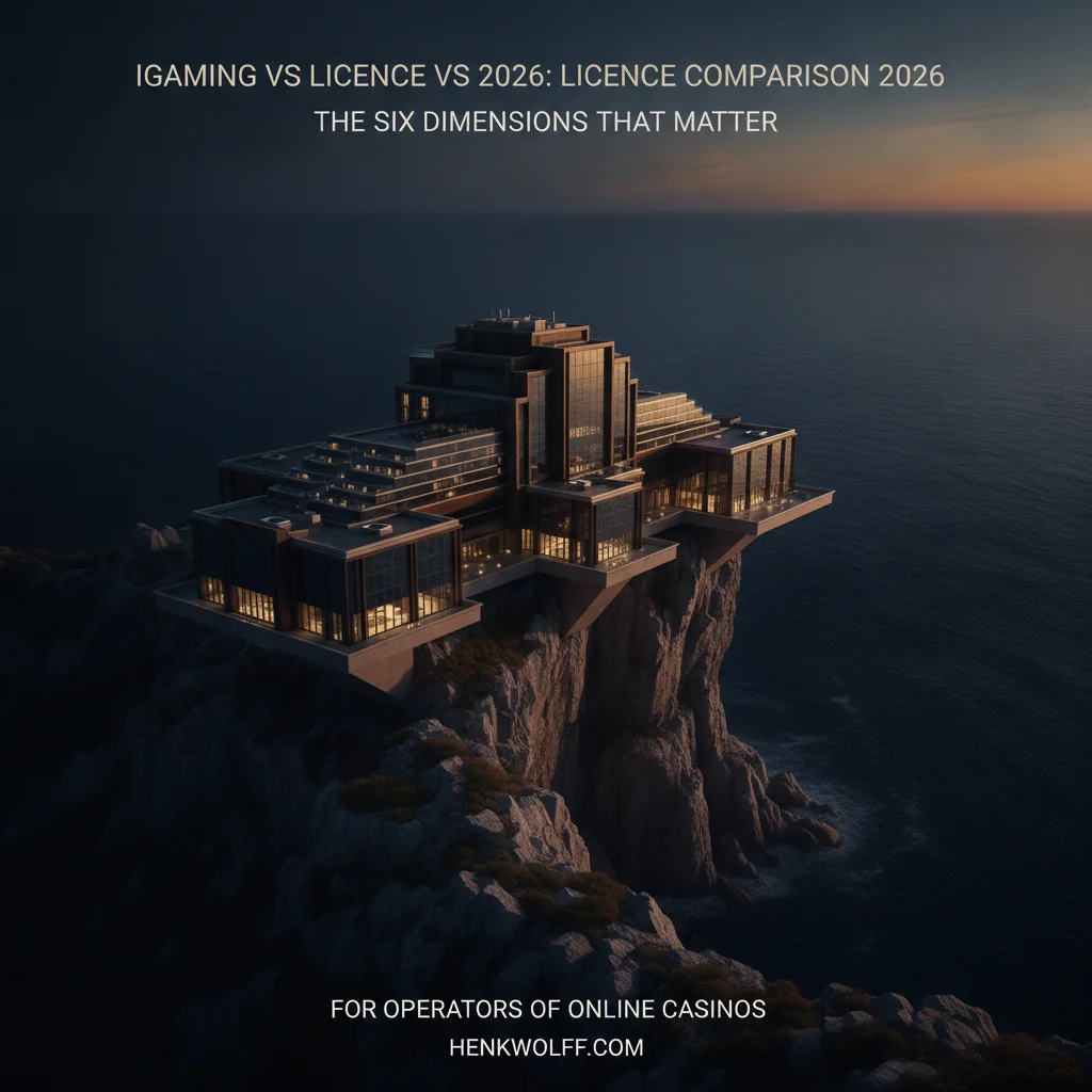 Grand iGaming casino-resort on a coastal cliff at golden-hour twilight
