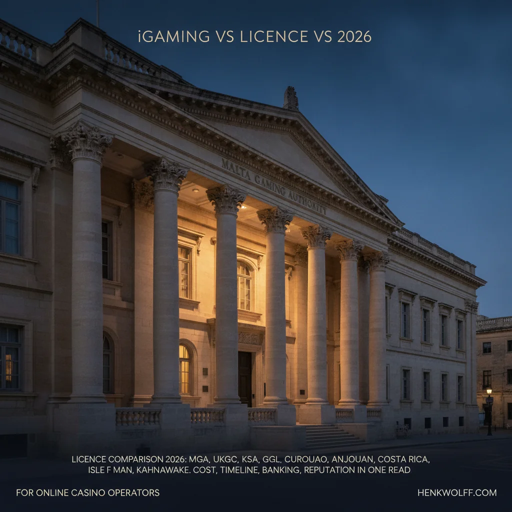 Malta Gaming Authority building exterior in Valletta at blue hour
