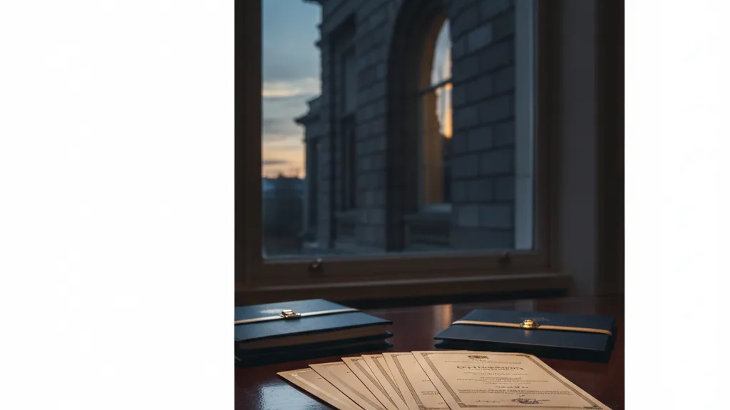 Licence categories represented by embossed certificates on a dark desk - Category 4: Segregation of player funds