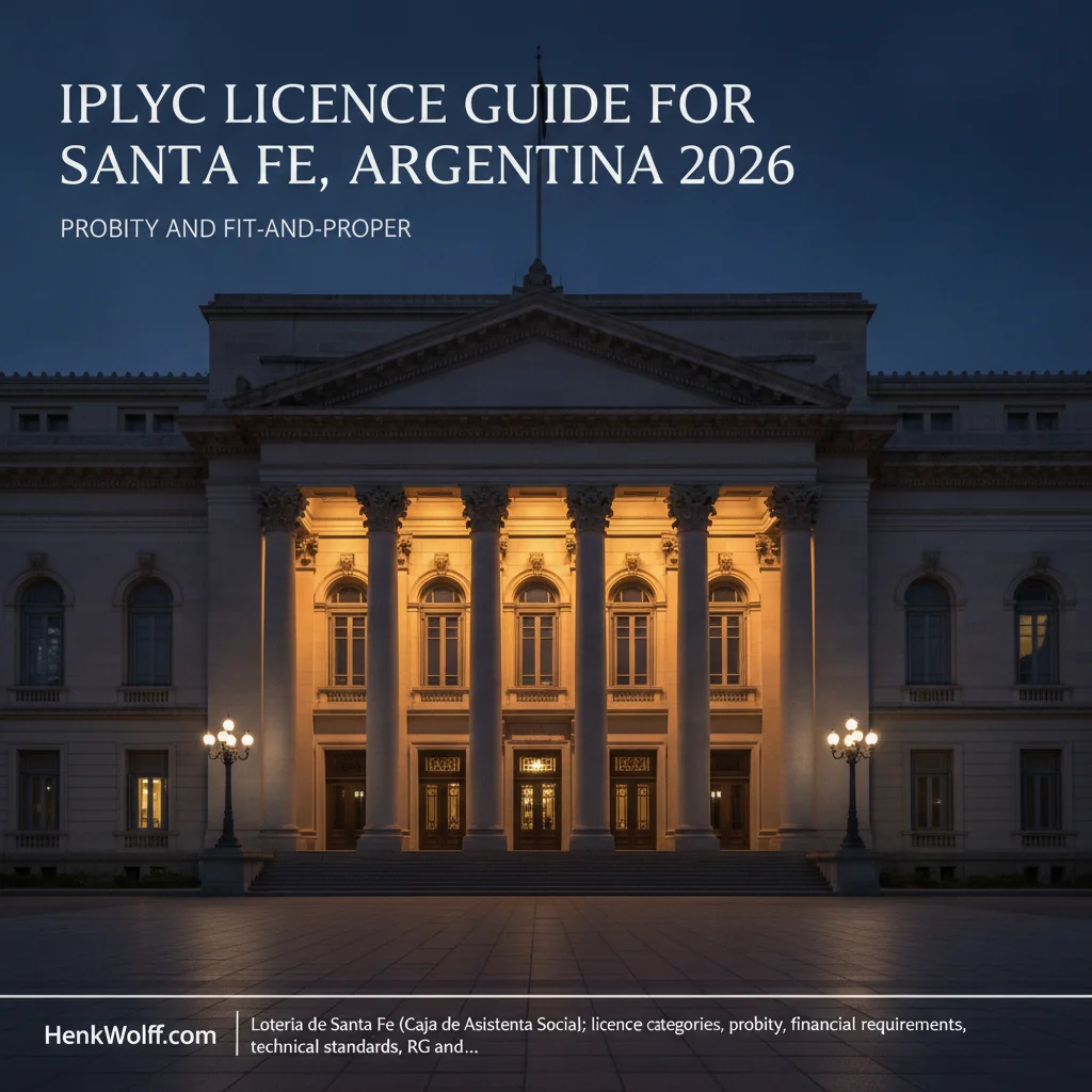 Provincial government building in Santa Fe, Argentina at blue hour, evoking regulatory authority.
