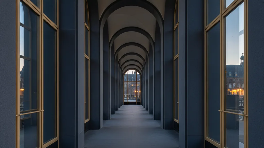 Corridor of doorways representing the application process - Timeline: application to first deposit