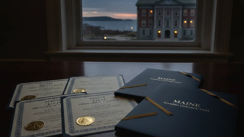 Licence categories represented by embossed certificates on a dark desk - Licence categories