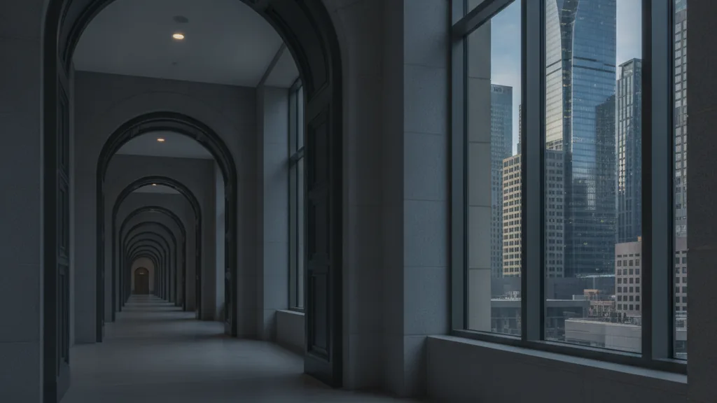 Corridor of doorways representing the application process - The shortlist process