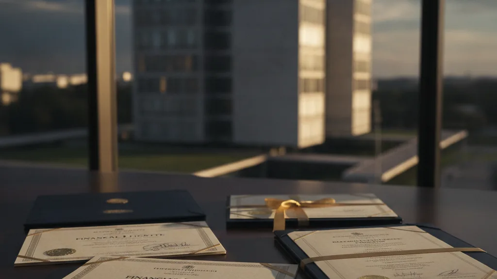 Licence categories represented by embossed certificates on a dark desk - Licence categories