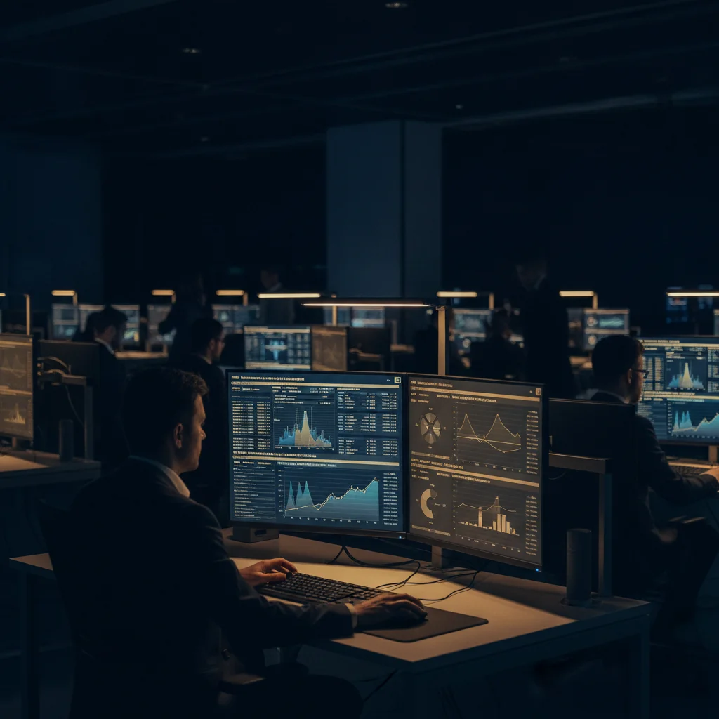 iGaming operations center with screens displaying RNG and RTP data