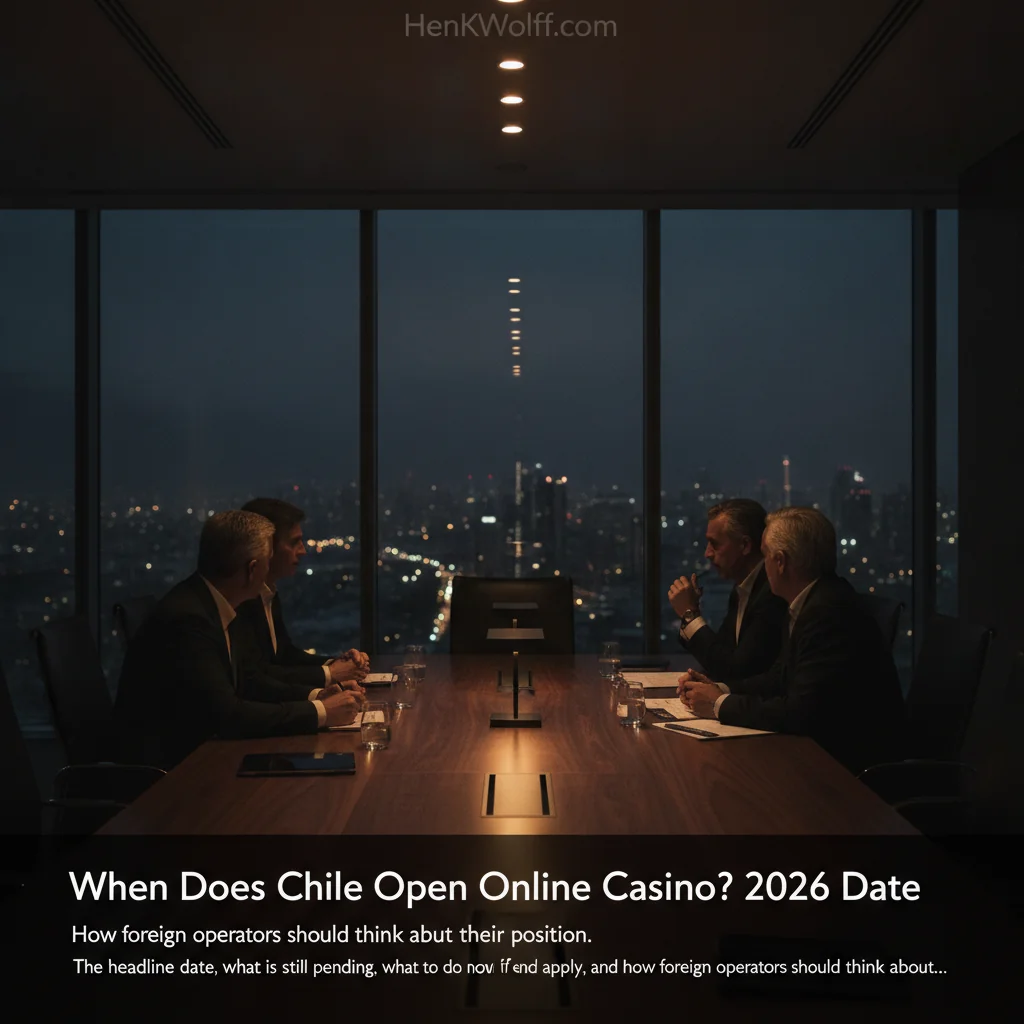 Senior professionals in a modern boardroom overlooking a city skyline at twilight, discussing Chile market entry.